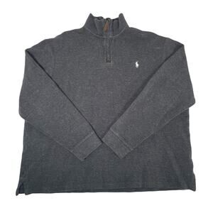 Polo Ralph Lauren Mens XL Quarter Zip Sweater Mock Neck Pullover Gray White